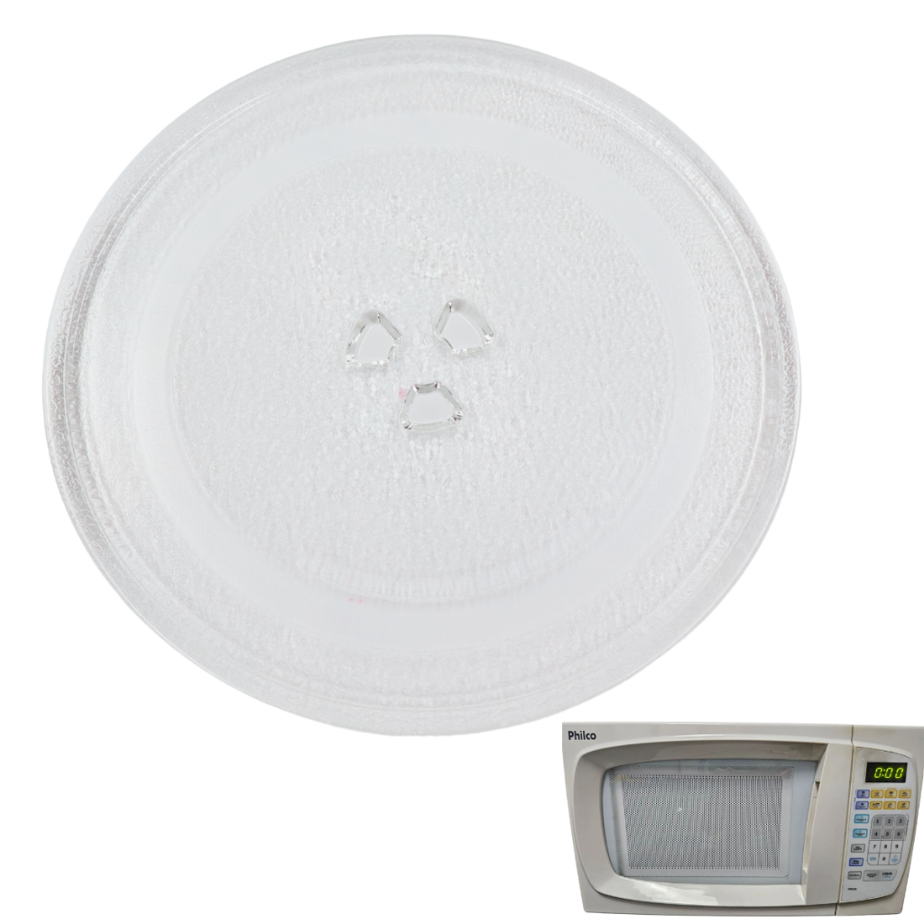 Prato de Microondas para Philco PMS20 24,5cm Trevo Vidro