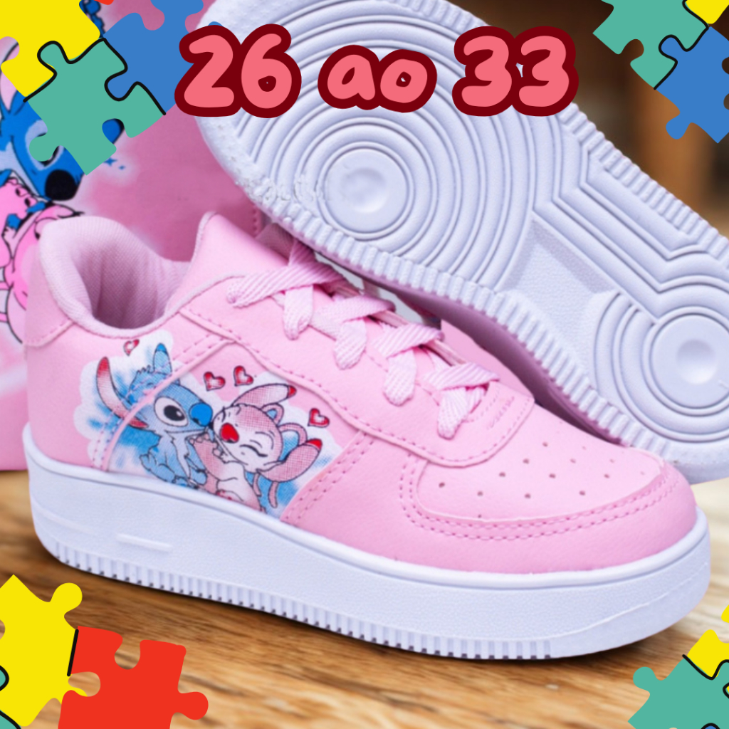 Tênis Infantil Escolar Lilo Stitch Sapatinho Menina Menino 26 ao 33 Super Leve, Macio e Estiloso