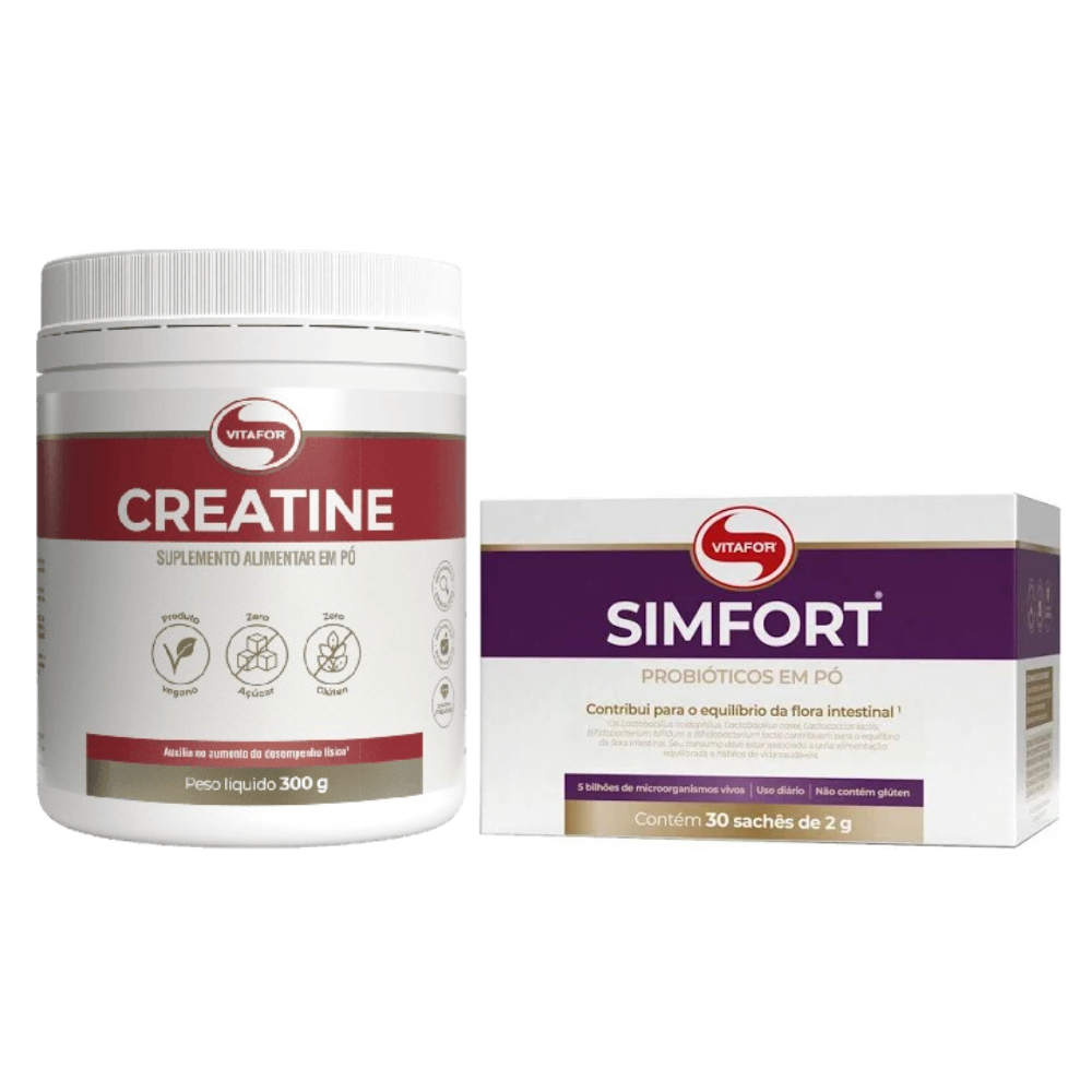 Kit Creatina Monohidratada 300g + Simfort 30 sachês Vitafor