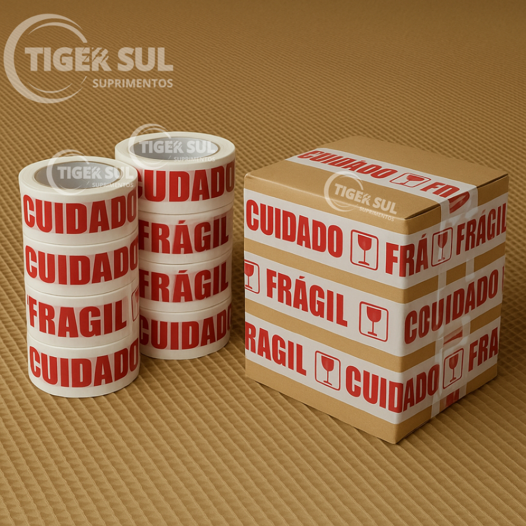 Kit 10 Fitas Adesivas "CUIDADO FRÁGIL" de Qualidade Superior - 48mm x 50 Metros