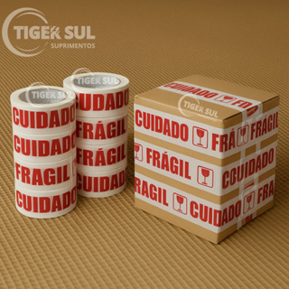 10 Fitas Adesivas “Cuidado Frágil” 48x100m – Proteja Seus Envios com Qualidade Profissional! em Oferta na Shopee