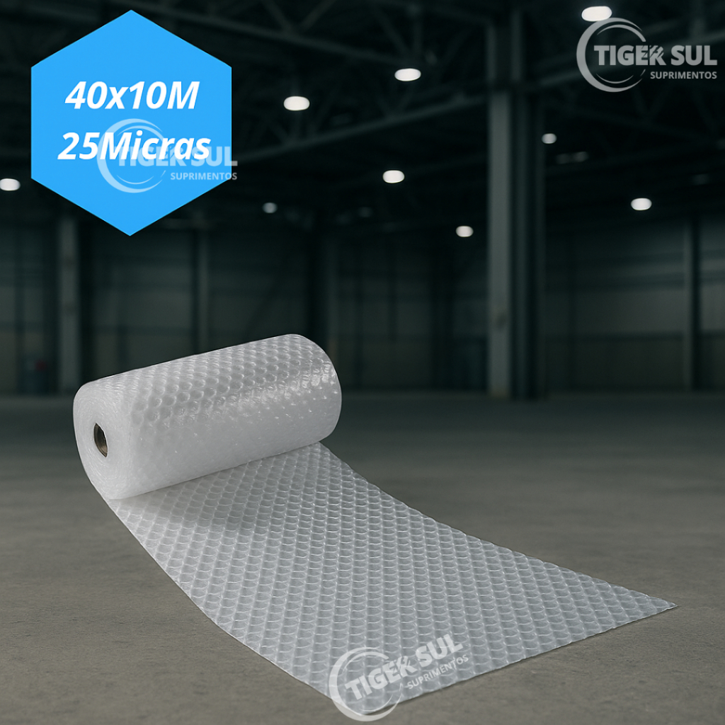 Plástico Bolha Compacto 40x10m – Alta Proteção p/ Produtos Delicados | 25 Micras