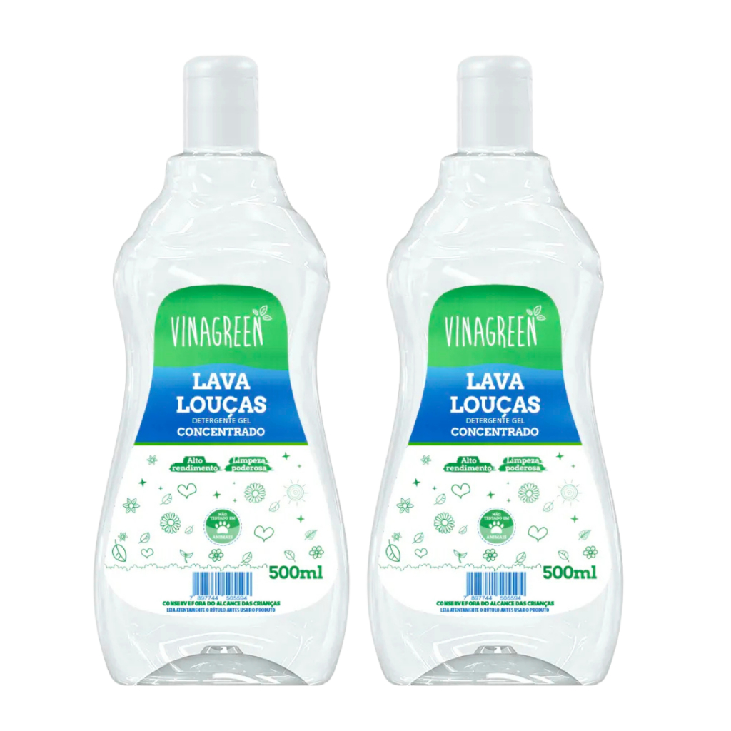 Vinagreen Lava Louças Detergente Vegano Concentrado 500ml 2 Unidades