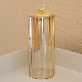 Porta Tempero CANELADO ÂMBAR CRISTAL 1050ML Porta Mantimentos cozinha Pote com Tampa Bambu em Oferta na Shopee