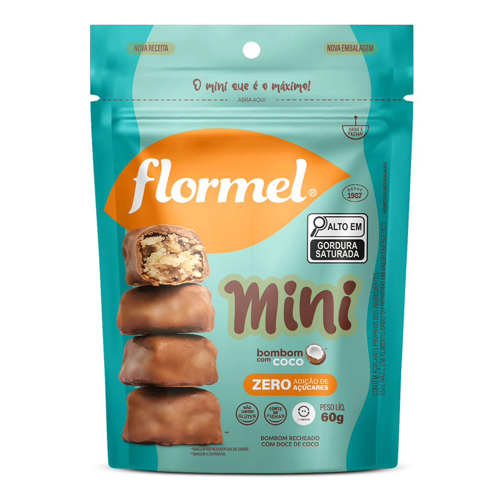 Mini Bombom de Chocolate ao Leite com Coco Flormel Zero Açúcar 60g em Oferta na Shopee