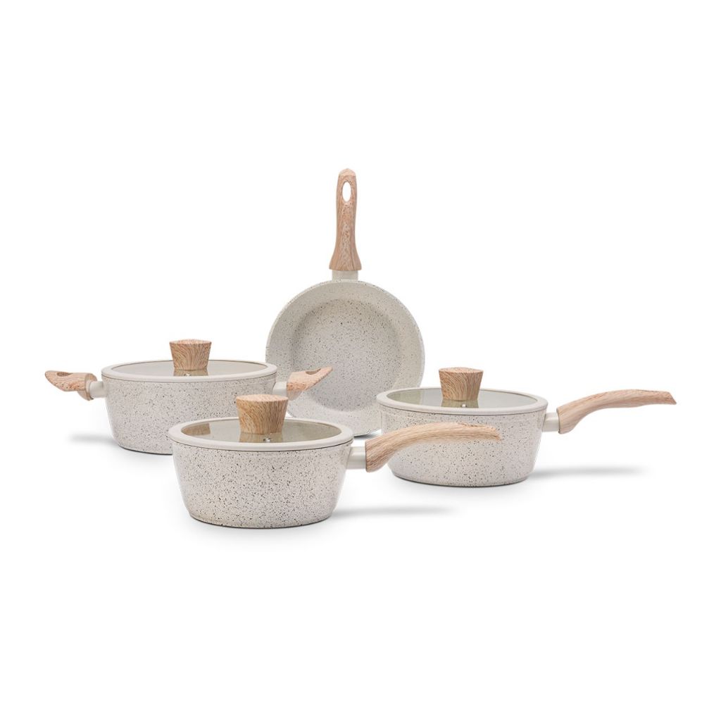 Jogo de Panelas 4 Peças Brinox Antiaderente Ceramic Life Sirius Preta e Vanilla  - Com ind...