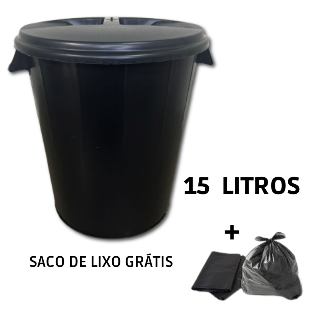 Cesto Lixeira 15 Litros para Cozinha Escritório Fechada com tampa