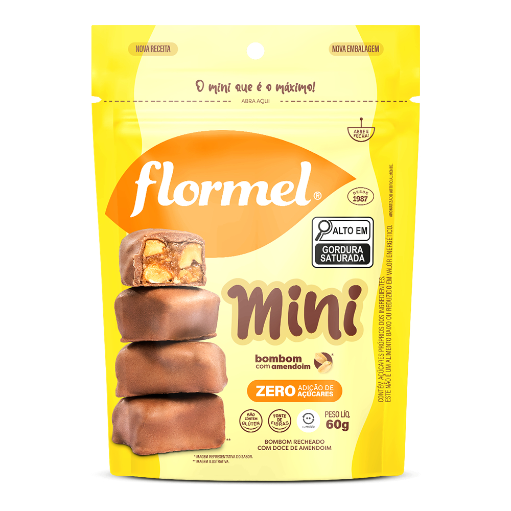 Mini Bombom ao Leite com Amendoim Flormel Zero Açúcar 60g em Oferta na Shopee