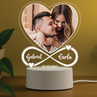Luminária presente dia dos namorados com sua foto, Personalizado, Símbolo do infinito, love. em Oferta na Shopee