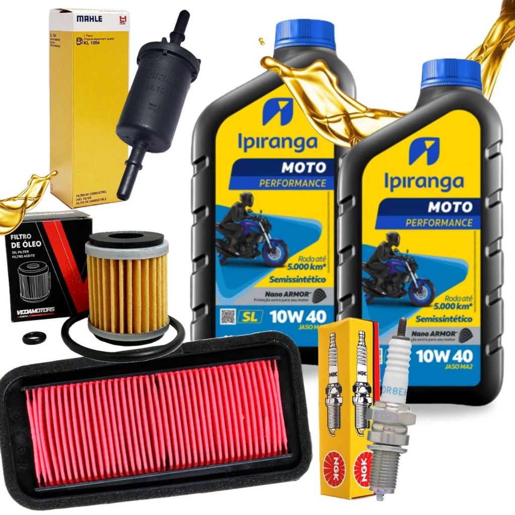 Kit Revisão Fazer 250 2018-2023 Troca Óleo 10w40 Filtros e Vela Ngk em Oferta na Shopee