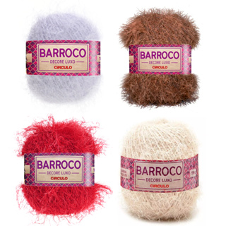 Kit 4 Novelos Barroco Decore Luxo Fio 6 Peludo 180mts Circulo Barbante Textura Fluffy Crochê Tricô em Oferta na Shopee
