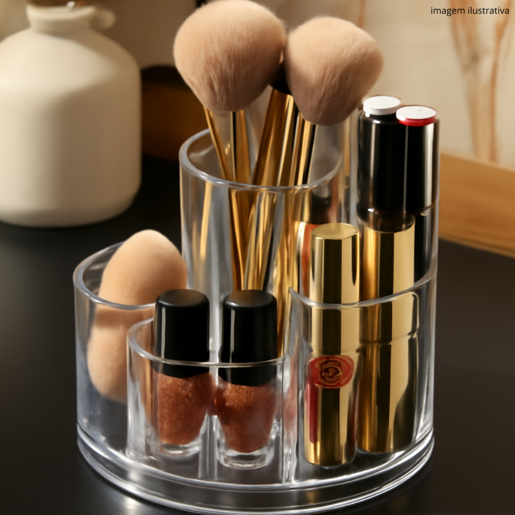 Organizador de Maquiagem Redondo Giratório Transparente Porta Caneta Porta Treco Escritório em Oferta na Shopee