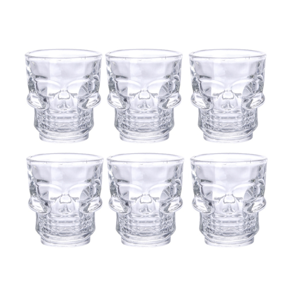Kit 6 Copos Shot Caveira Vidro Dose Tequila Class Home