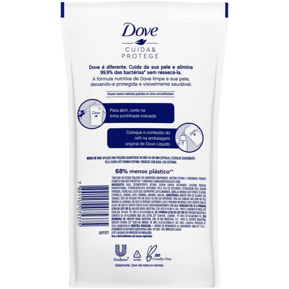 Detalhes do Sabonete Liquido Dove Cuida & Protege Refil 200ml