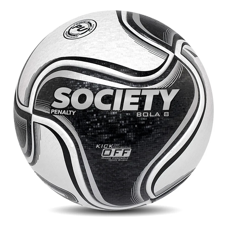 Bola Futebol Society Penalty 8 Oficial Grama Sintética Preta Termotec Kick Off
