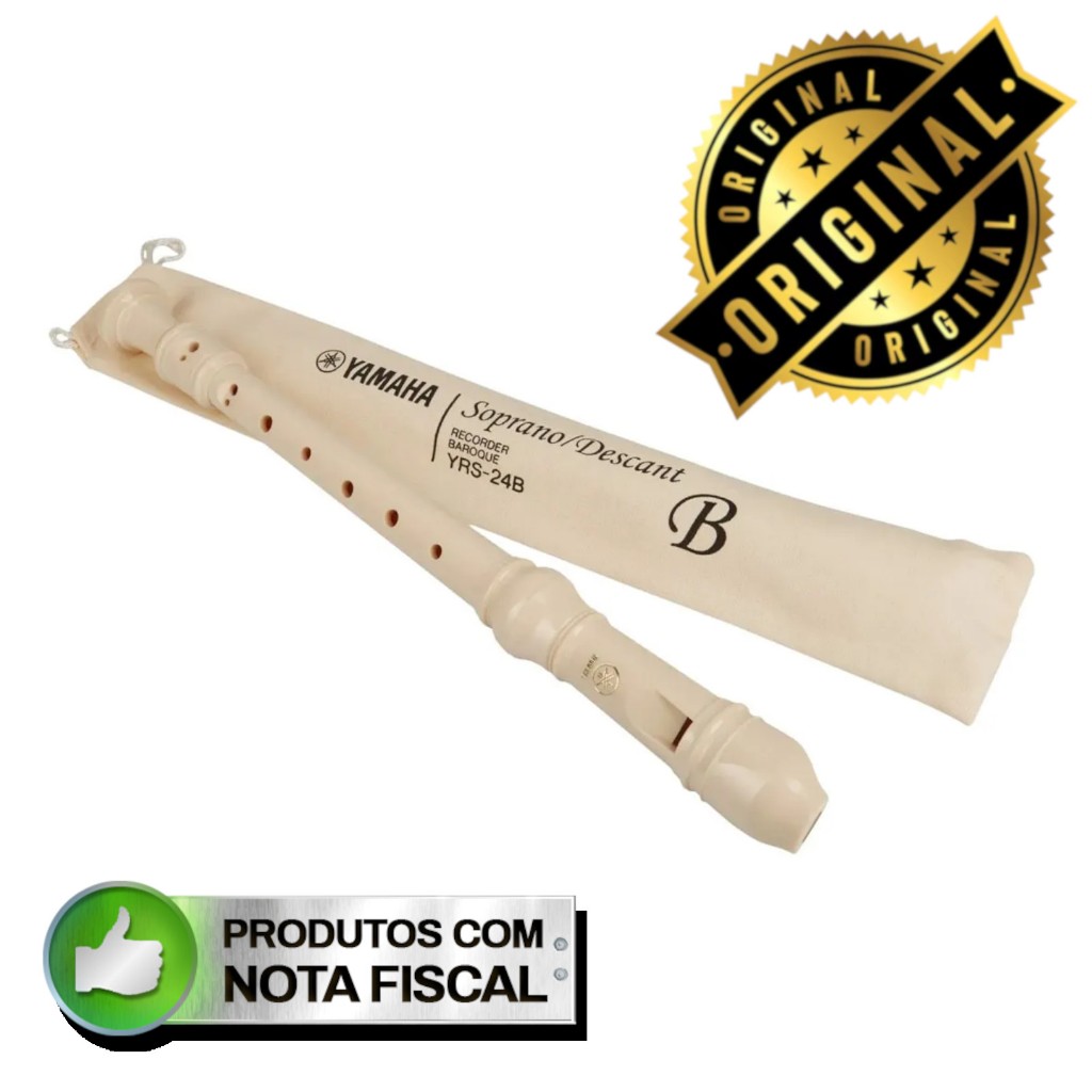 Flauta Doce Yamaha Barroca Yrs-24b Soprano ORIGINAL C/ Capa e com NOTA FISCAL