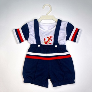 Conjunto Infantil Bebê Marinheiro Suspensório Enxoval Aniversário Festa - Azul e Branco em Oferta na Shopee