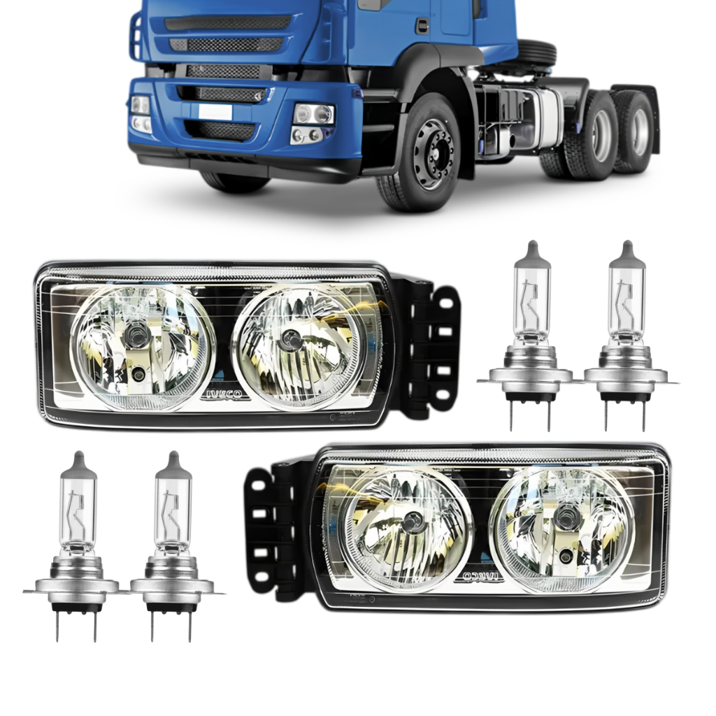 Par Farol Principal + 4 Lâmpadas H7 24v Iveco Stralis Tector