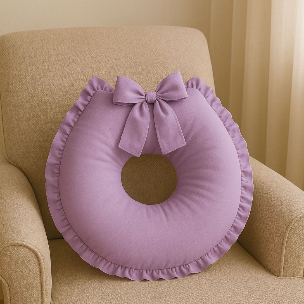 Almofada Amamentação Travesseiro Para Amamentar Bebê Zíper Enxoval Menina Menino Rosa Azul Roxo