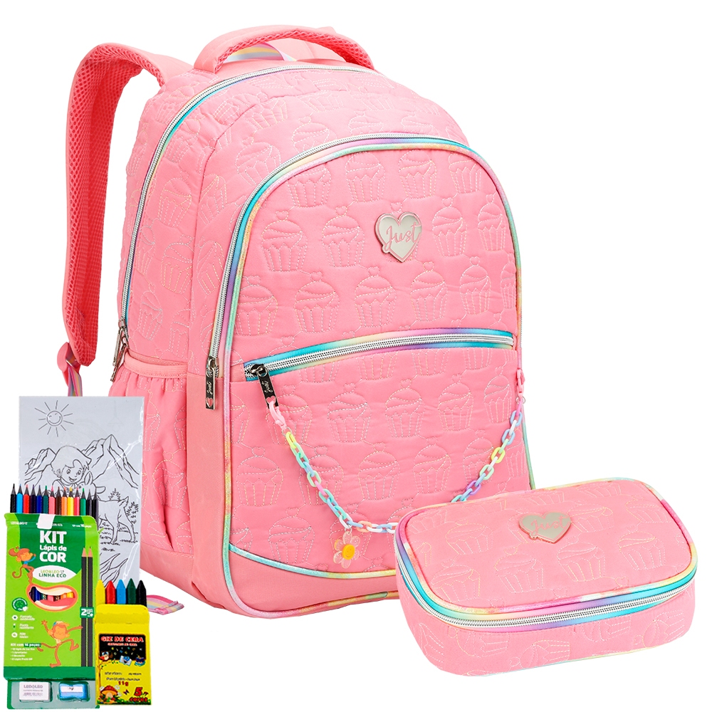 Kit Mochila Costas Estojo Box Just Juvenil Oficial Lançamento Meninas Colorida em Oferta na Shopee