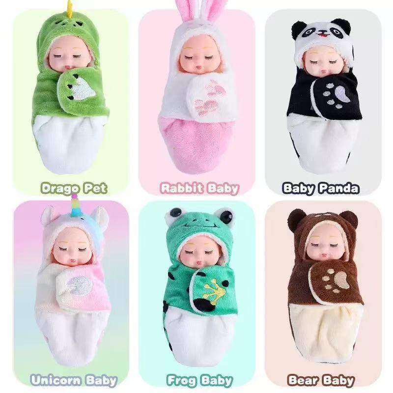 Kit 3/6 Mini Baby Doll para crianças, boneca dormindo, brinquedo animal, presentes para crianças, menina, 11cm
