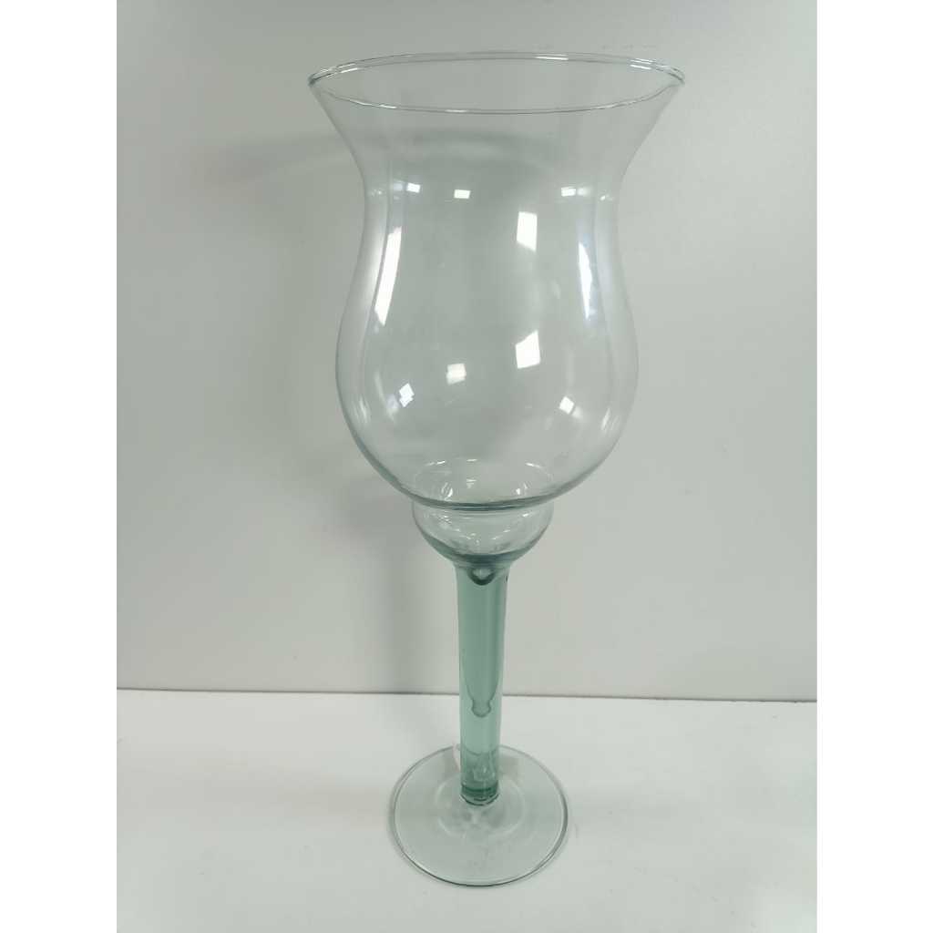 Vaso estilo taça de vidro transparente Napoli altura 42cm