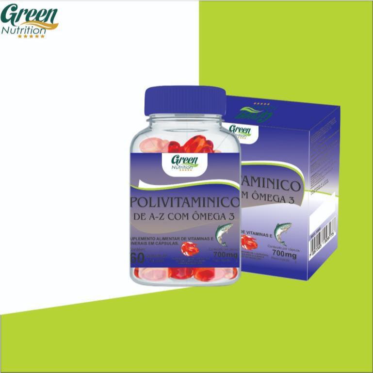Kit c/ 6 POLIVITAMÍNICO DE A-Z c/ ÔMEGA 3 1400G 60CAPS GREEN NUTRITION