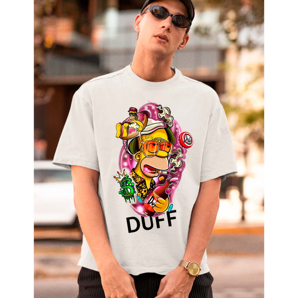 Camiseta Comum Oversized Masculina Homer Duff Cigarro Malha 100% Algodão Premium Original