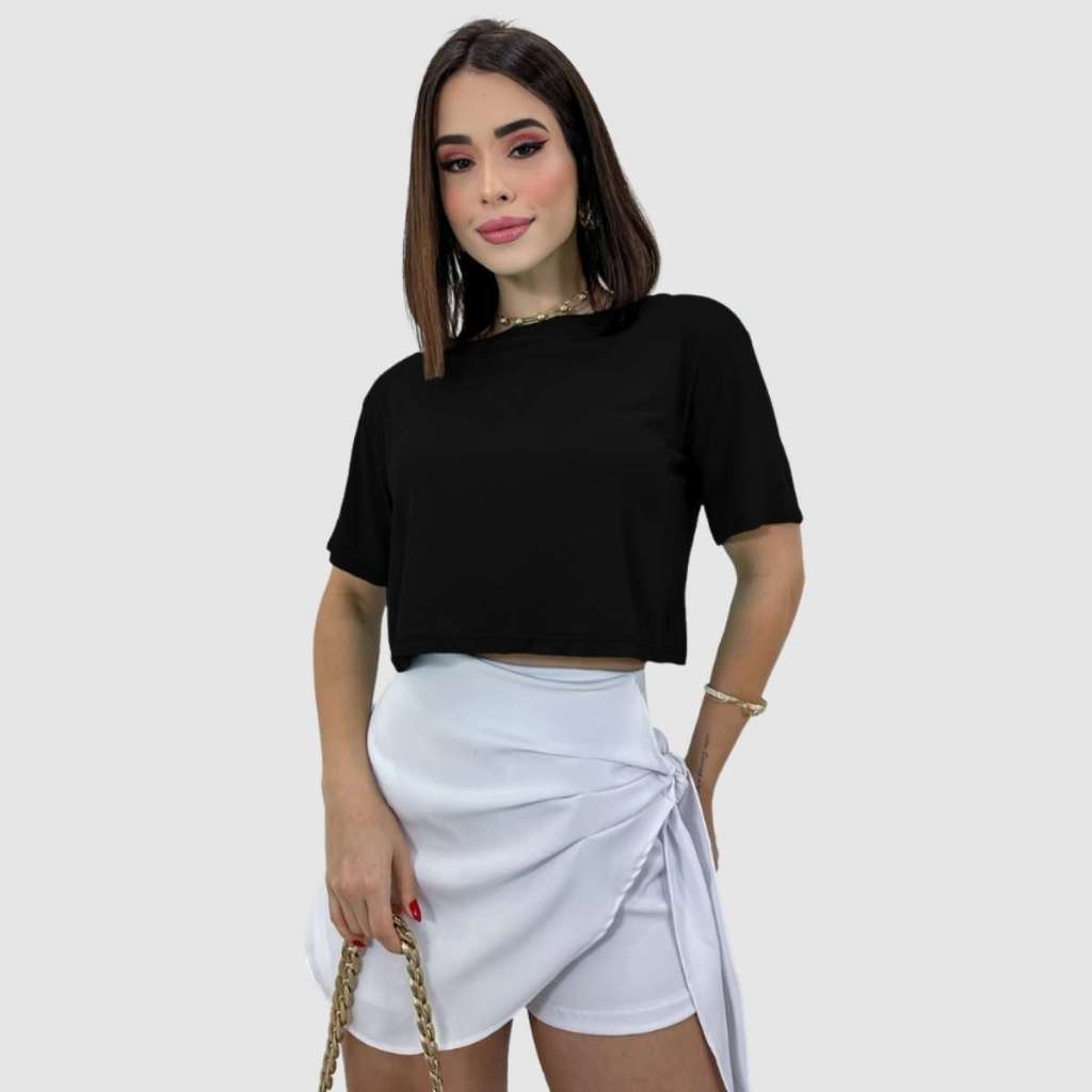 Cropped Feminino Soltinho Tshirt Blusa Estilosa Larguinha em Oferta na Shopee