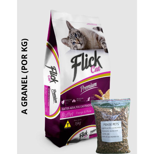 Ração Flick Cat Gato Castrado Premium Frango e Peixe - 1kg