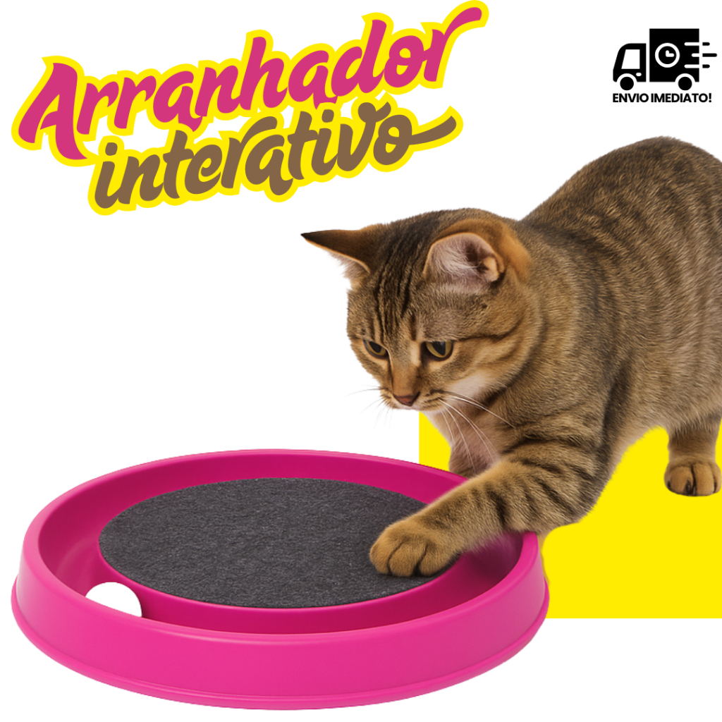 Arranhador Redondo com Bolinha Brinquedo Arranhador Interativo para Gato Relax Antiestress Cat