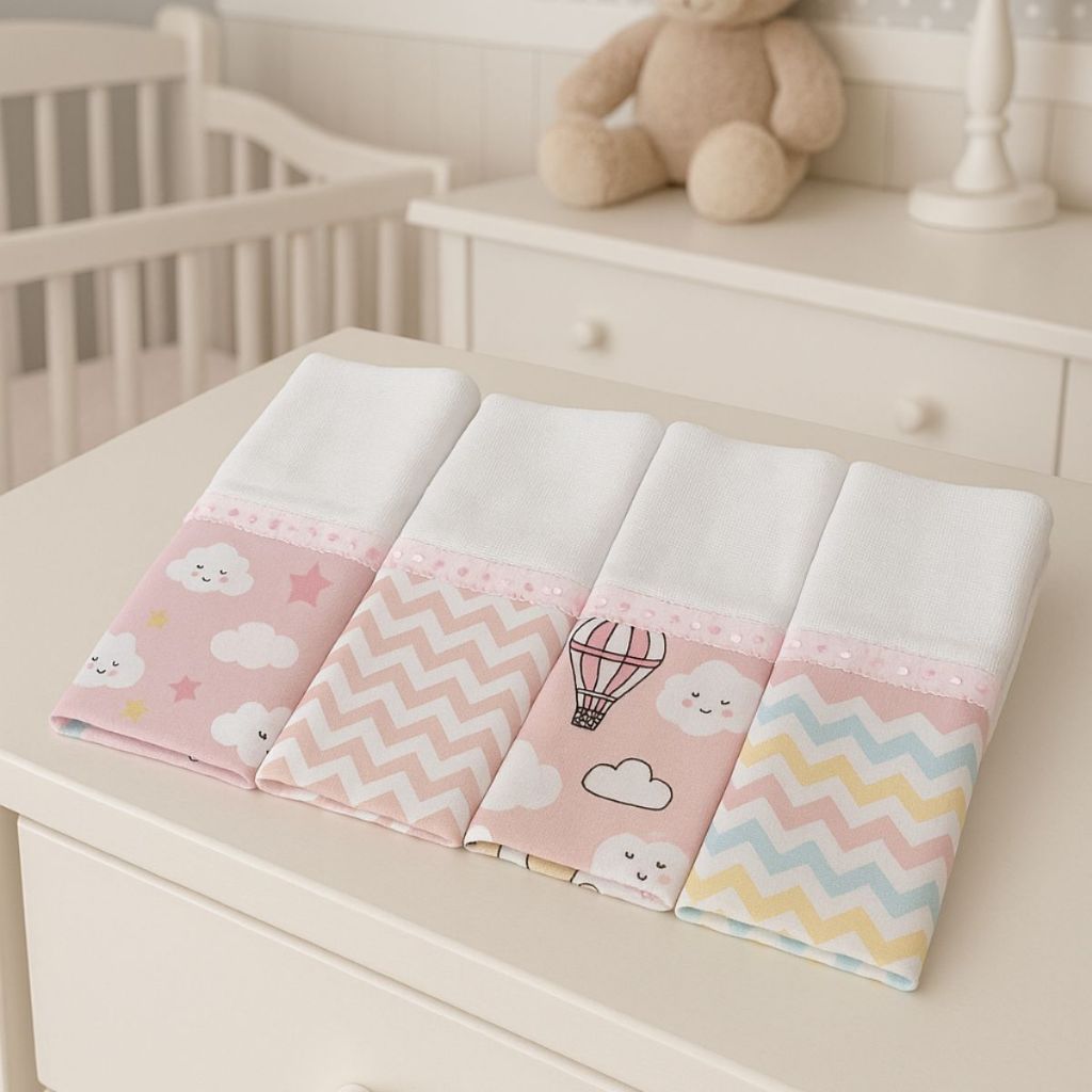 Fralda de Boca Bebe Kit 5 Unidades Babetes Fraldinhas Paninho Toalha Enxoval Menina Menino Rosa Azul em Oferta na Shopee
