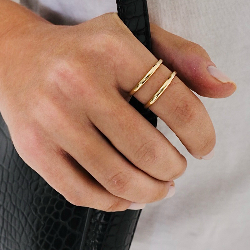 Anel Duplo Liso Regulável Feminino Ouro 18k Ou Prata 925 em Oferta na Shopee