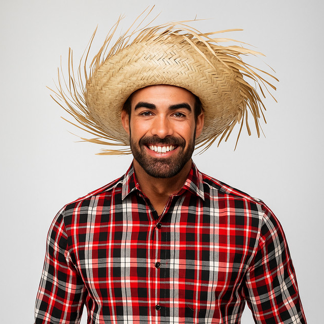 Chapéu Masculino Desfiado De Palha Festa Junina São João
