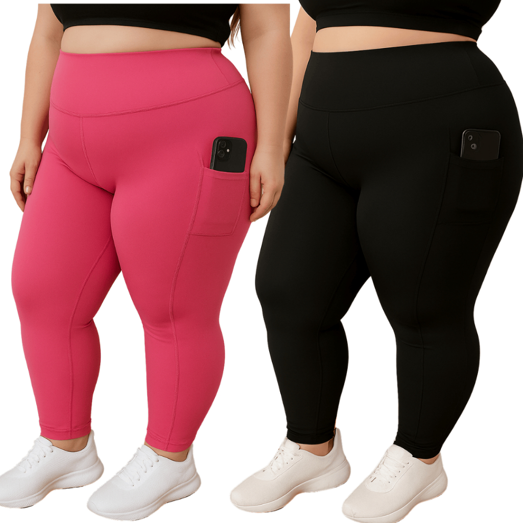 Calça Legging com Bolso Fitness Plus size GG ao EXGG Calça Esportiva Cintura Alta Modeladora Curves em Oferta na Shopee