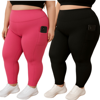 Calça Legging com Bolso Fitness Plus size GG ao EXGG Calça Esportiva Cintura Alta Modeladora Curves em Oferta na Shopee