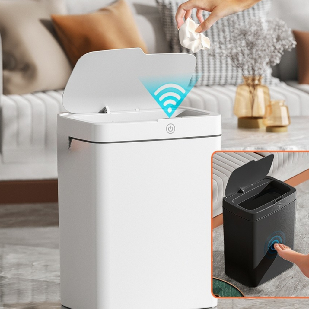 Lixeira Inteligente com Sensor Automático 15 Litros Banheiro Cozinha com Suporte para saco de lixo