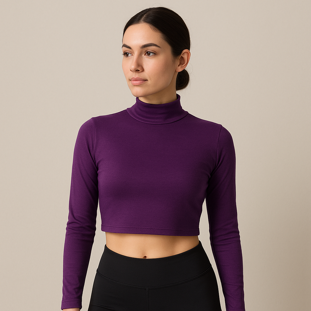 Cropped Feminino Manga Longa Gola Alta Sjons
