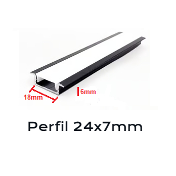 Perfil slim 24x7 para led alumínio  sob medida 50cm até 1,2 metros | Perfil embutido led 7mm