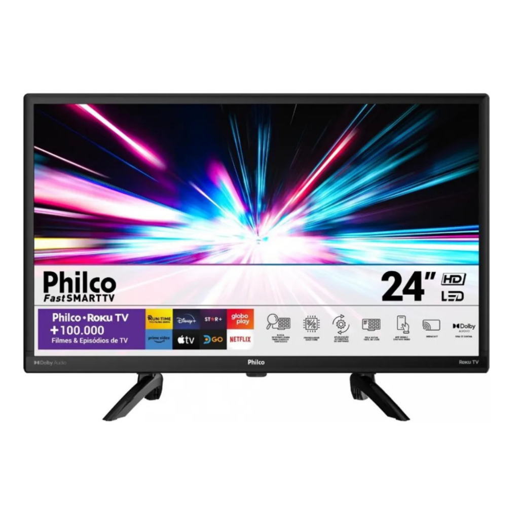 Smart Tv LED 24" HD Philco Ptv24g5yr2cp Wi-Fi Dolby Audio Roku Tv Black — R$ 1.099,90 em Shopee, 27% OFF