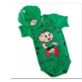 Body de bebê Mesversario + Boina tema Cebolinha em Oferta na Shopee