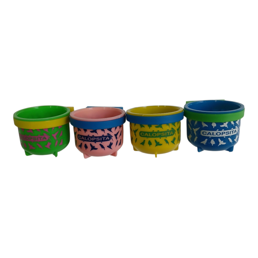 4 Unidades Comedouro,Porta Ração Coloridos Para Calopsita (Malha Universal)