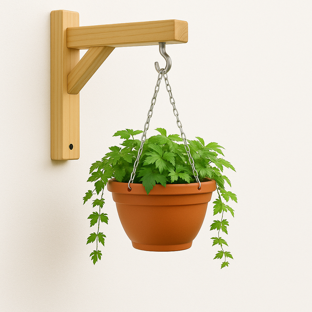 Suporte Plantas Macramê Mão Francesa em Madeira