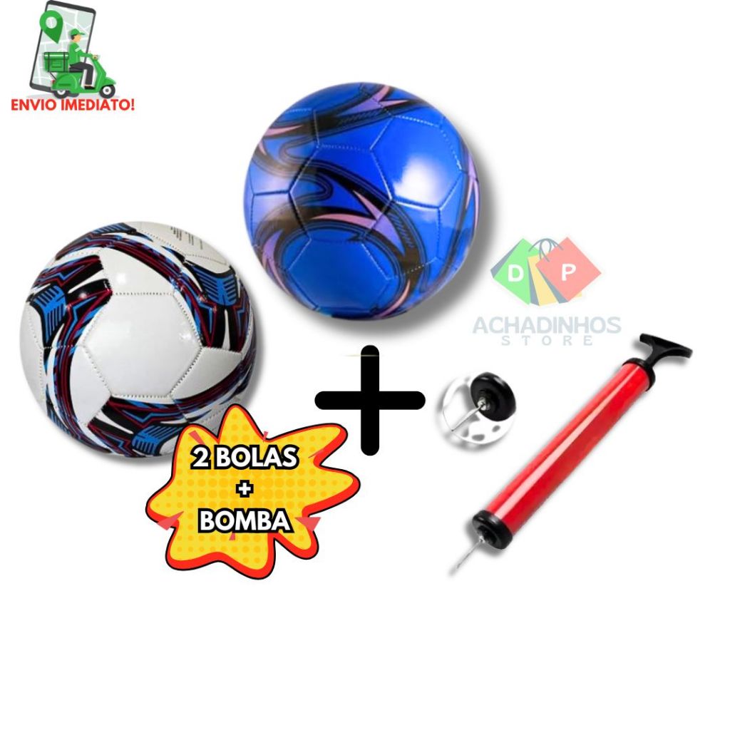 Bolas De Futebol + Bomba De Encher Kit 2 Bolas + Bomba De Ar Bola De Campo Infantil Bola Número 5