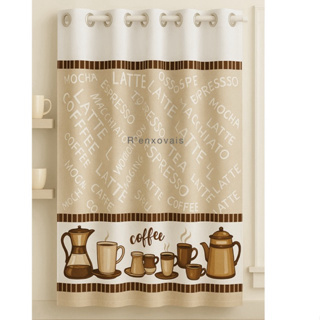 Cortina Cozinha Estampada Oxford 1,00x1,30 Folha Única -  1 Parte em Oferta na Shopee