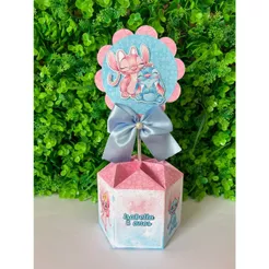 Kit Centro de Mesa Papelaria Personalizada Lilo Stitch Angel Caixa Caixinha para Festa