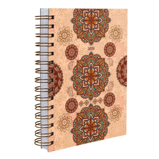 Agenda 2026 Capa Dura Boho Mandala Vermelho e Nude em Oferta na Shopee