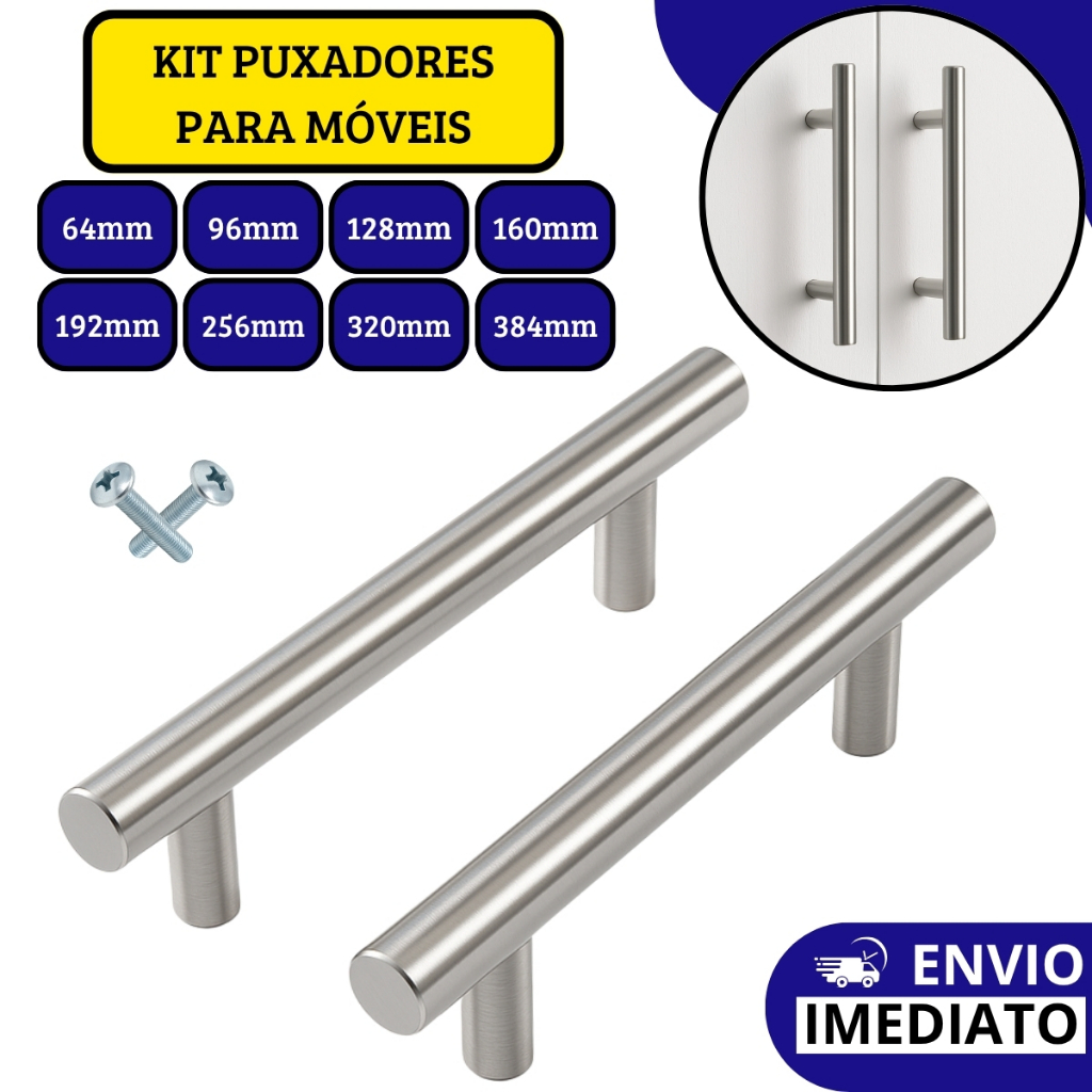 Puxador Em Aço Inox Tubular Haste Redonda Para Móveis Gavetas Armários em Oferta na Shopee