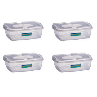 Kit 4 Caixas Organizadoras 12L com Tampa  Plástico Transparente Reforçado p/ Brinquedos e Roupas