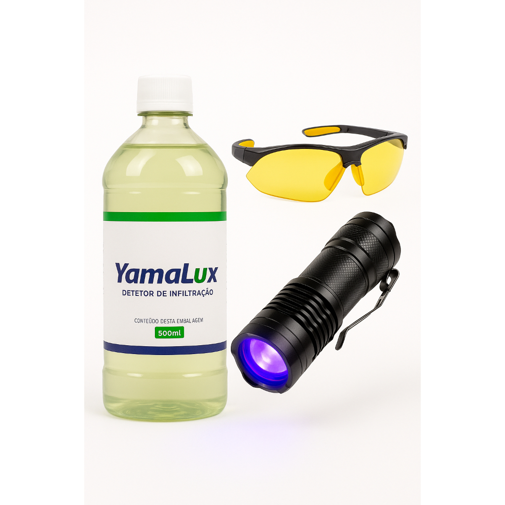 KIT YAMALUX 500ML + LANTERNA ULTRAVIOLETA LUZ NEGRA PARA INSPECAO + OCULOS DE PROTECAO em Oferta na Shopee